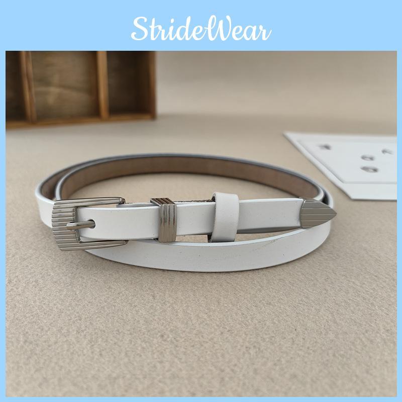 Leather Handcrafted Twolayer Thin Waistband With Metal Closure For Fashion Daily