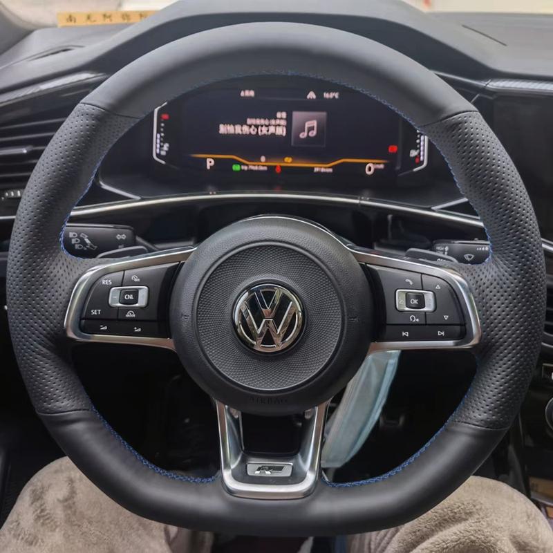

Изготовленный на заказ чехол на руль автомобиля из натуральной кожи, 100% подходит для Volkswagen VW Golf 7 GTI Golf R MK7 VW Polo GTI Scirocco 2015