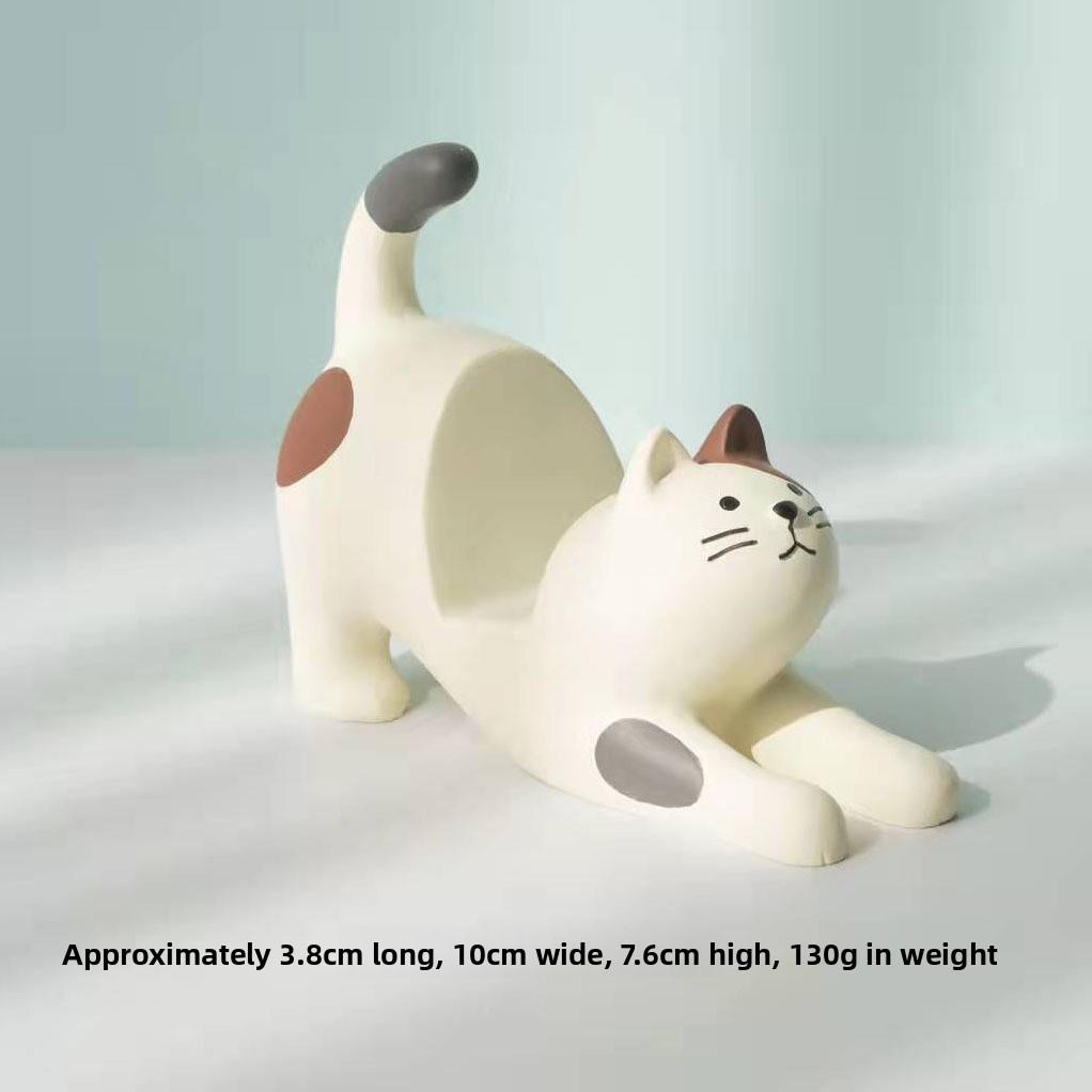 

Relaxing Cat Resin Phone Holder With Creative Design For Home Decor And Gift Idea белый