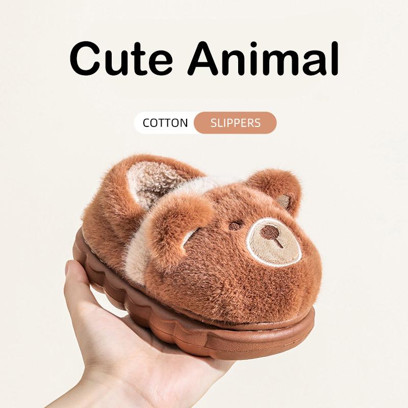 Baby Warm Cotton Shoes Autumn Winter New Boys Girls Cartoon Animal Cotton Slippers Non Slip Comfortable Soft Sole Plush Slippers