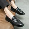 Inner heightening fringed shoes pointed leather shoes British low-top hairstylist