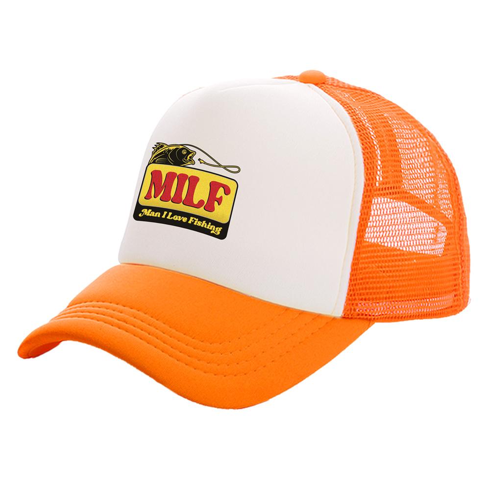 MILF Man I Love Fishing Trucker Čepice Unisex čepice Baseballová čepice Cool Summer Unisex síťovaná síťovaná čepice