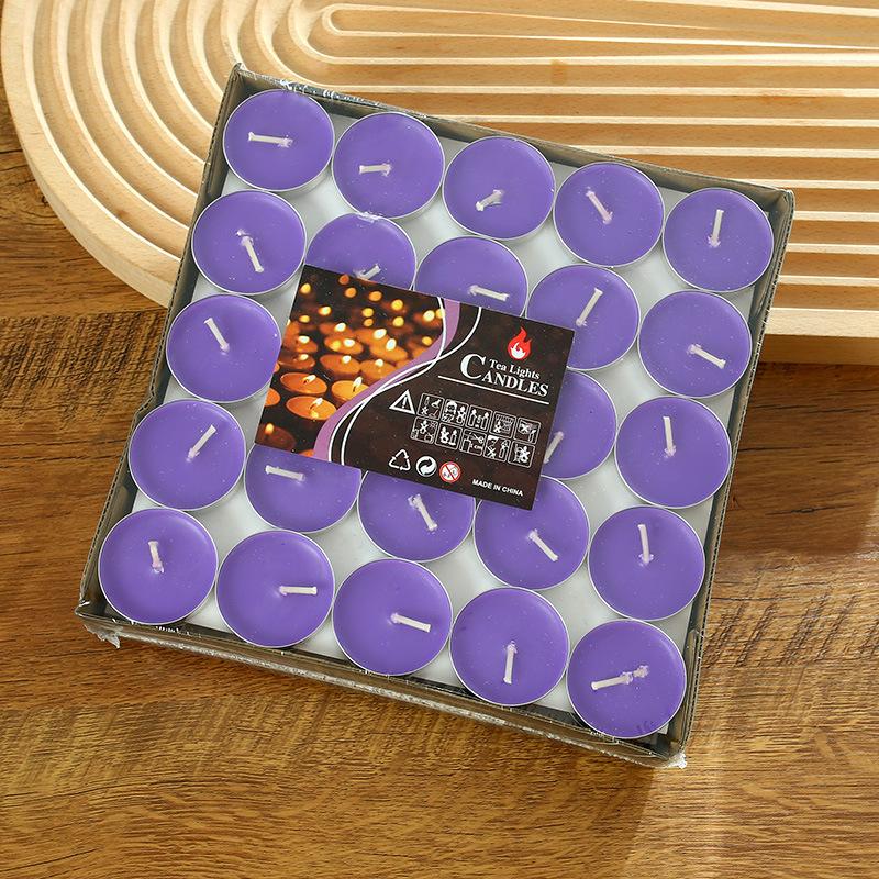 

Нет восковых свечей для чая, 1,5 часа, 100 штук, Маленькие свечи для сохранения тепла и кипячения чая, Круглая тарелка для ужина с воском для отеля KTV Round Tea Wax Purple (Box/100 Capsules)