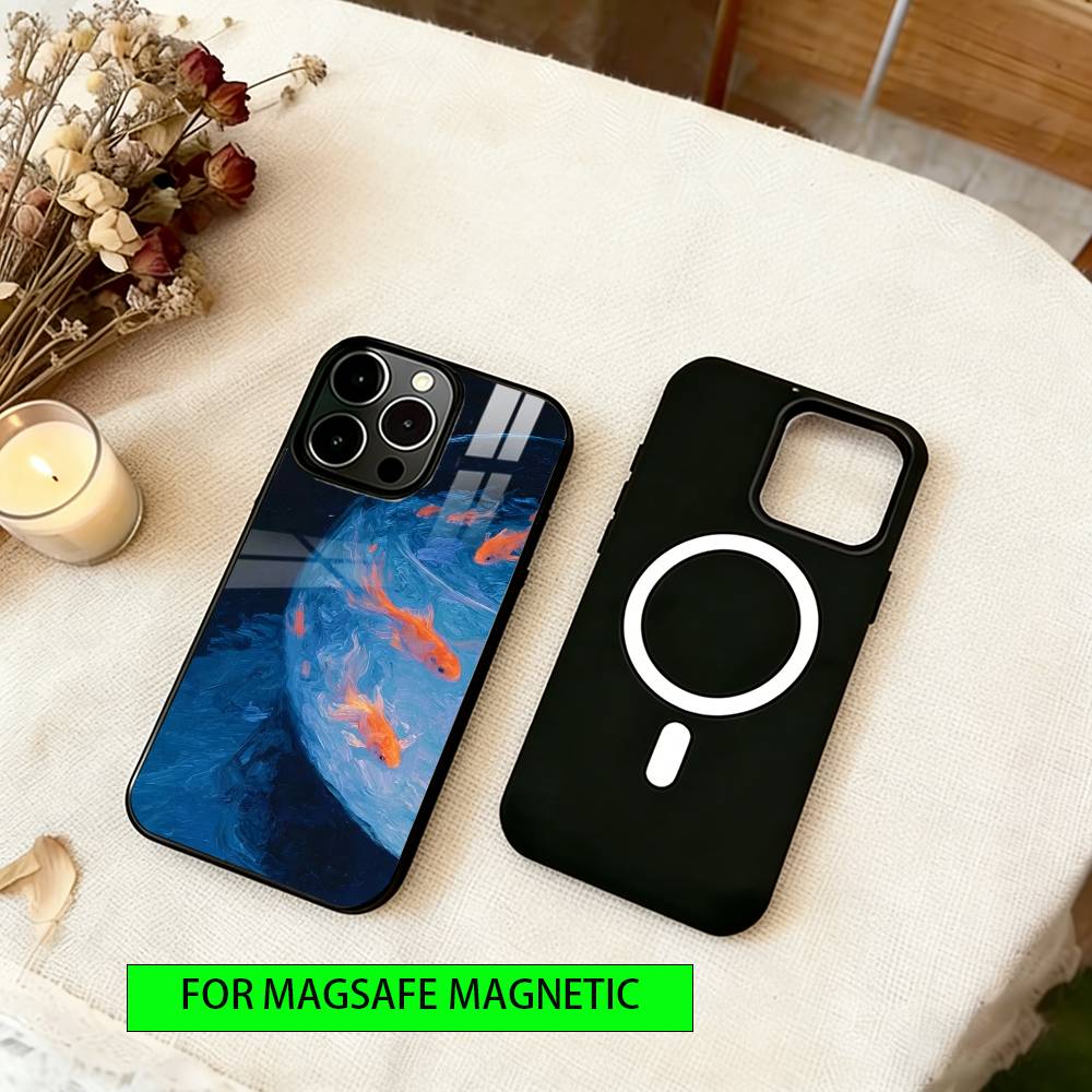 Oil Painting Phone Case For iPhone17,16,15,14,13,12,11 Plus,Pro Magnetic with Magsafe Wireless Charging