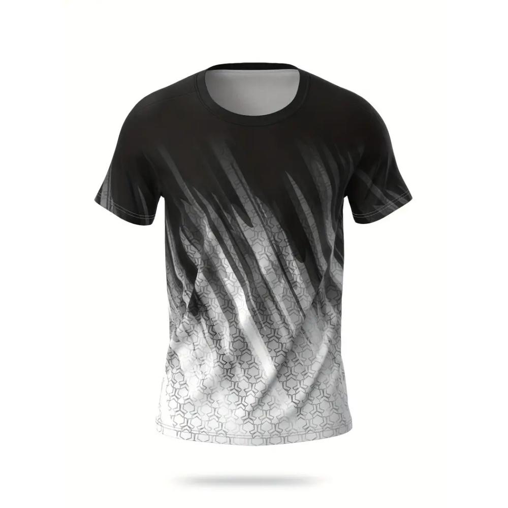 XXS-6XL Plus Size Men's T-shirt Gradient Print Summer Casual Outdoor Clothes Short Sleeve Tops Tees Men's Pullover Clothing