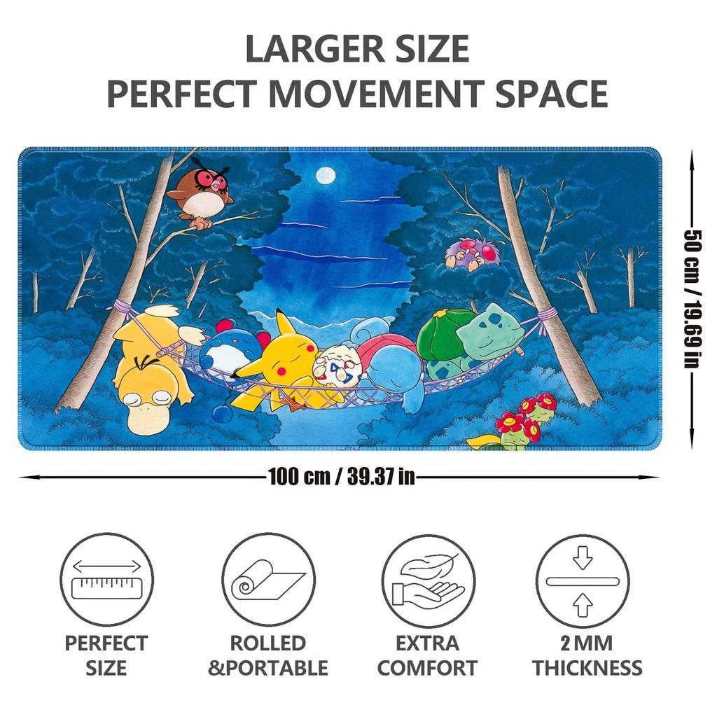 Kawaii Mouse Pad Gaming PC Accessories Pokemon Pikachu HD Gamer Cabiner Keyboard Rug Desktop Mouse Mat Carpet Rubber Mousepad
