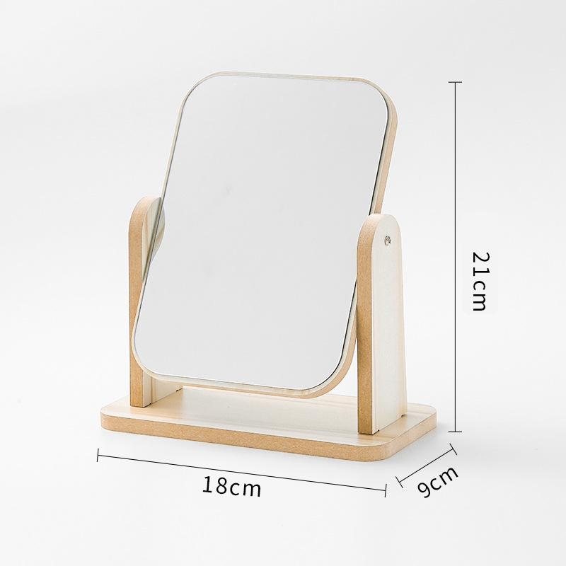 Rotating Wooden Tabletop Vanity Mirror for Bedroom and Dorm - Available in Small & Large Sizes