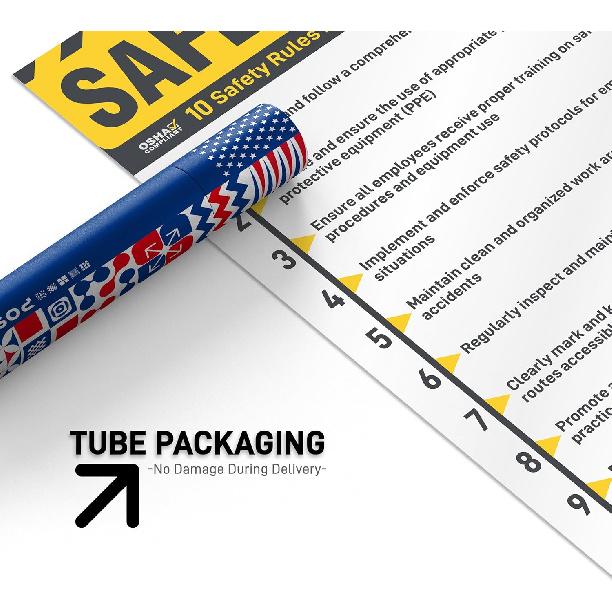 Workplace Safety Rules Poster 18'' x 24'' - OSHA Compliant Safety Rules Poster for Workplace, Warehouses, Office & Industrial, Laminated Workplace