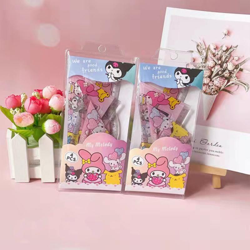 Set de rigle din 4 piese Sanrio Cute Anime Cartoon Model Triunghiular Protractor Riglă Student Learning