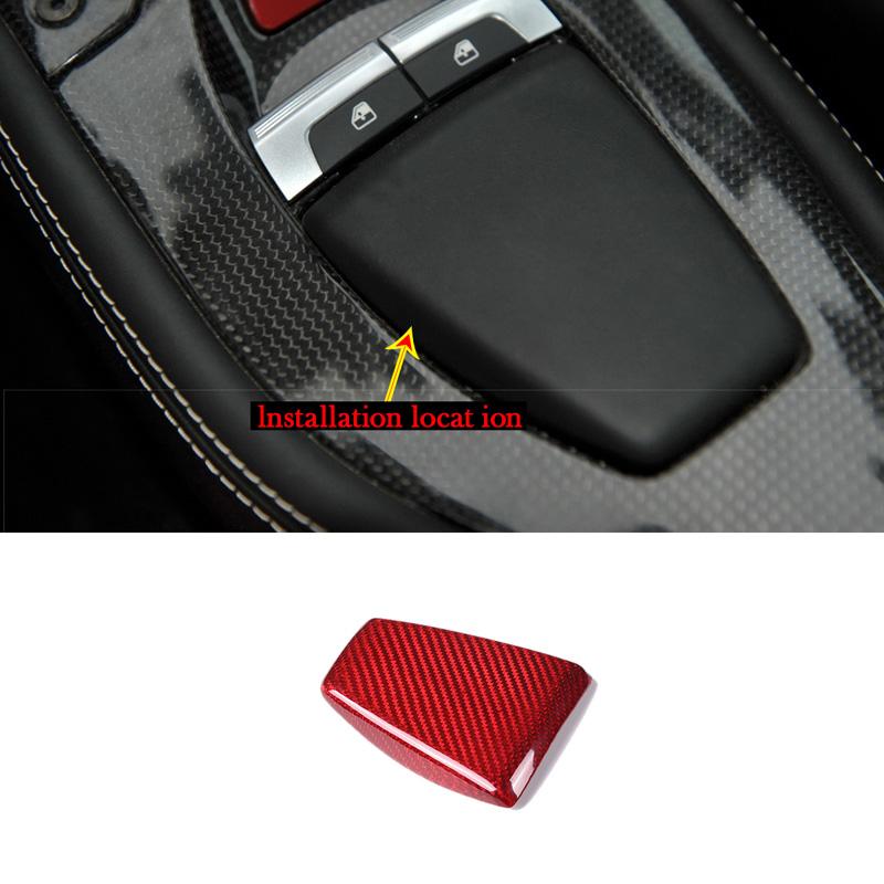 For Ferrari 458 2011-16 Red Real Carbon Fiber Car Gear Panel Glass Lift Switch Door Handle Cover Decoration Sticker Accessories