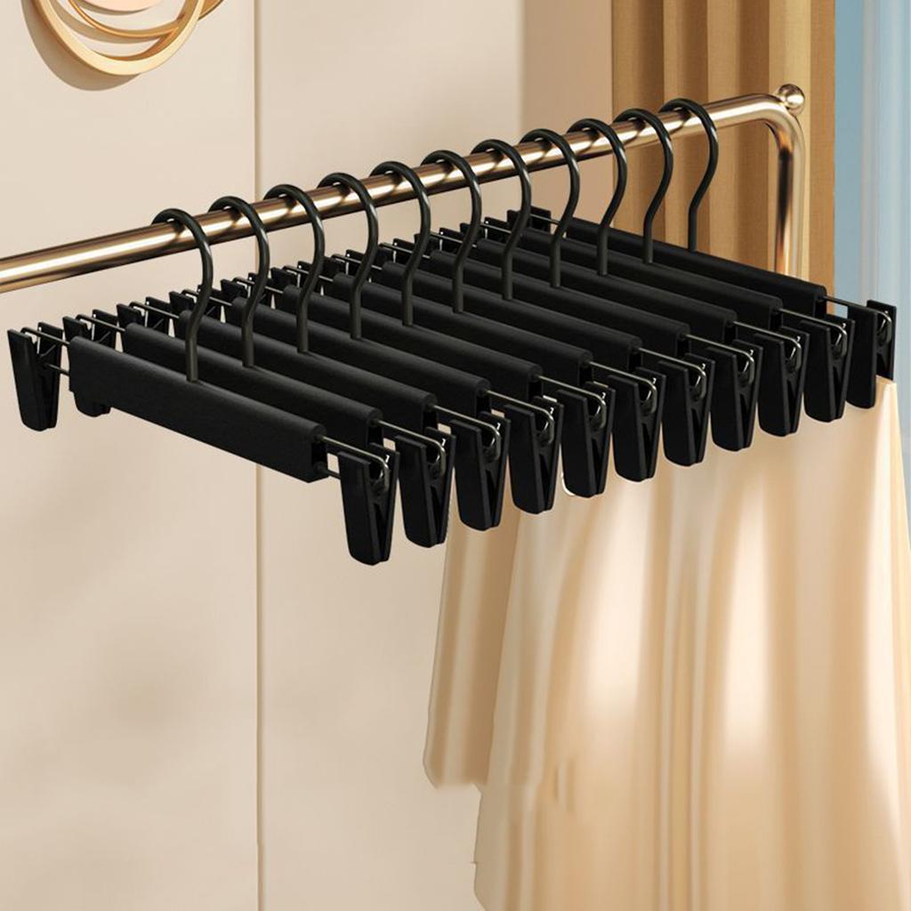 10 Stück Hosenbügel Rockbügel mit Clips Verstellbare Clips Haken Organizer 360 Grad drehbar, Rostbeständige Haken
