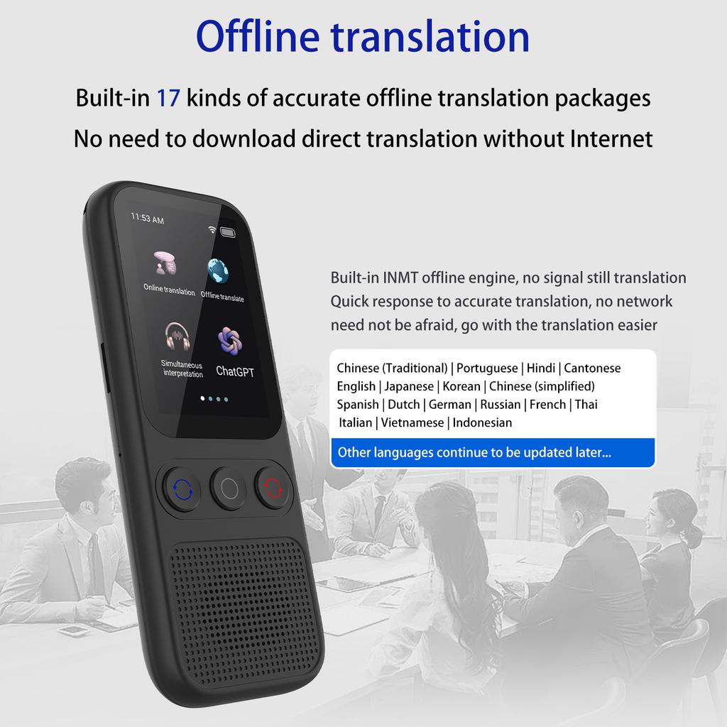 Portable Language Translator Device with 138 Languages Voice Translating 17 Offline Translation Simultaneous