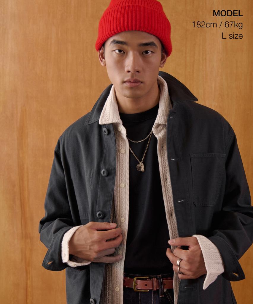 Musinsa Standard Back Satin Chore Jacket [Dark Grey]