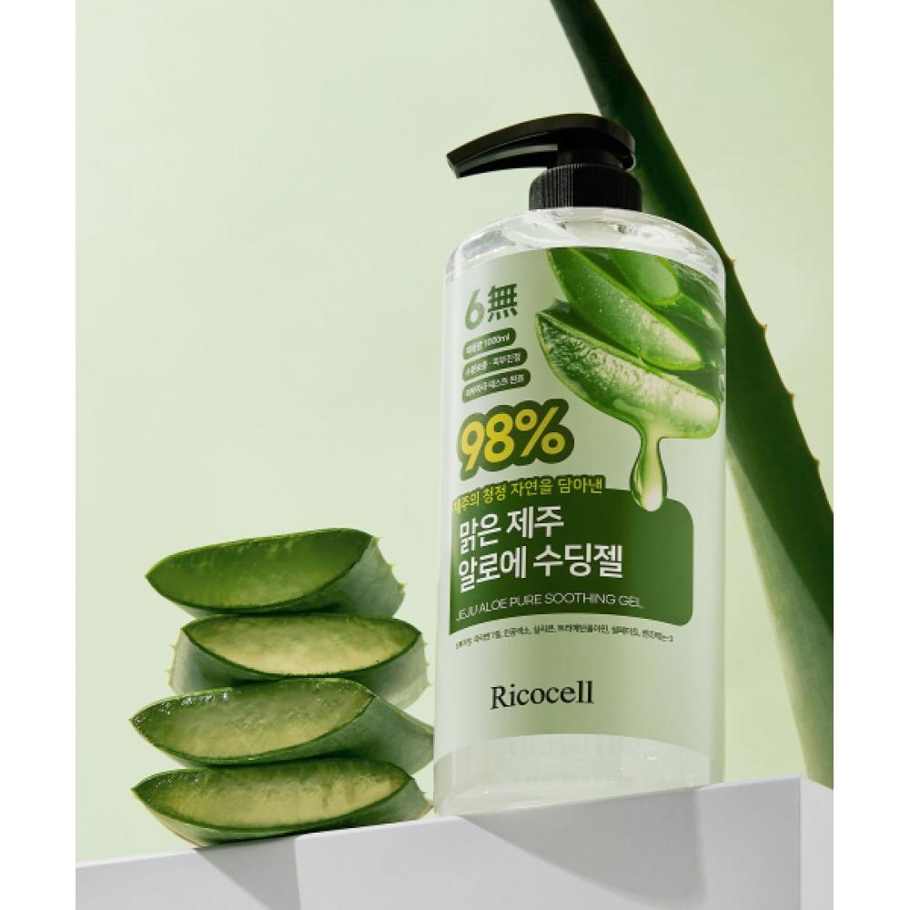Ricocell Ricocell Hipoalergiczny Przezroczysty Żel Łagodzący Jeju Aloe 98 Łagodzący + Pielęgnacja Nawilżająca 1000ml 2