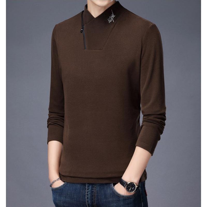 

Зимняя мужская рубашка из двухстороннего утолщенного бархата с длинными рукавами, модный внутренний термотоп с V-образным вырезом и вышивкой, мужская одежда XXXXL