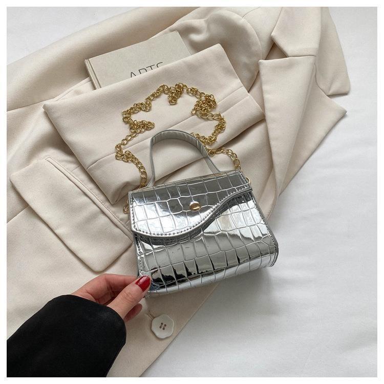 Trendy Mini Crossbody Bag For Women Stylish Summer Flap Bag Faux Leather With Stitching Details In Black Gold Orange Or Silver