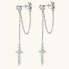Trendy 0.1CT 3mm D Color Moissanite Diamond Drop Earrings for Women Girls S925 Silver Long Tassel Dangle Earring