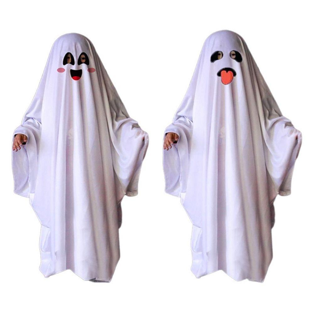 Scary Ghost Poncho Robe White Ghost Cosplay Costume Funny Halloween Cloak Cape  Stage Performance