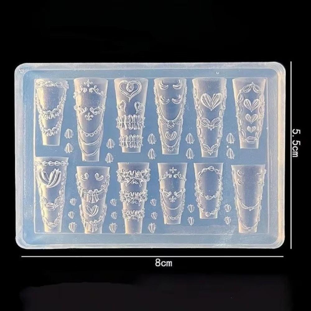 Stereoscopic Design Silicone Nail Mold Nonstick Surface 3D Nail Decoration Mold  Home Manicure