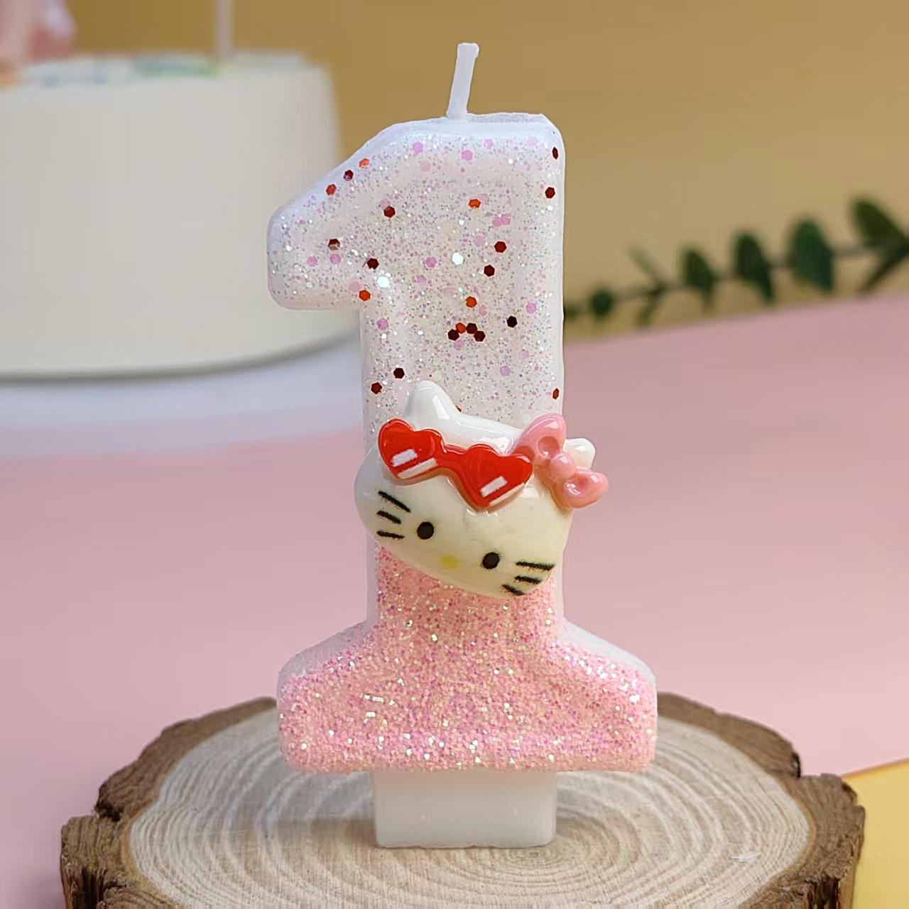 

Cartoon Kitty Cat Birthday Cake Number Candles