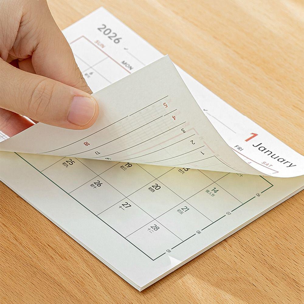 Self-discipline Plan 2026 Desk Calendar Multicolor Plastic Makeup Brush Holder Two Grids Multi-Function Pencil Container Office