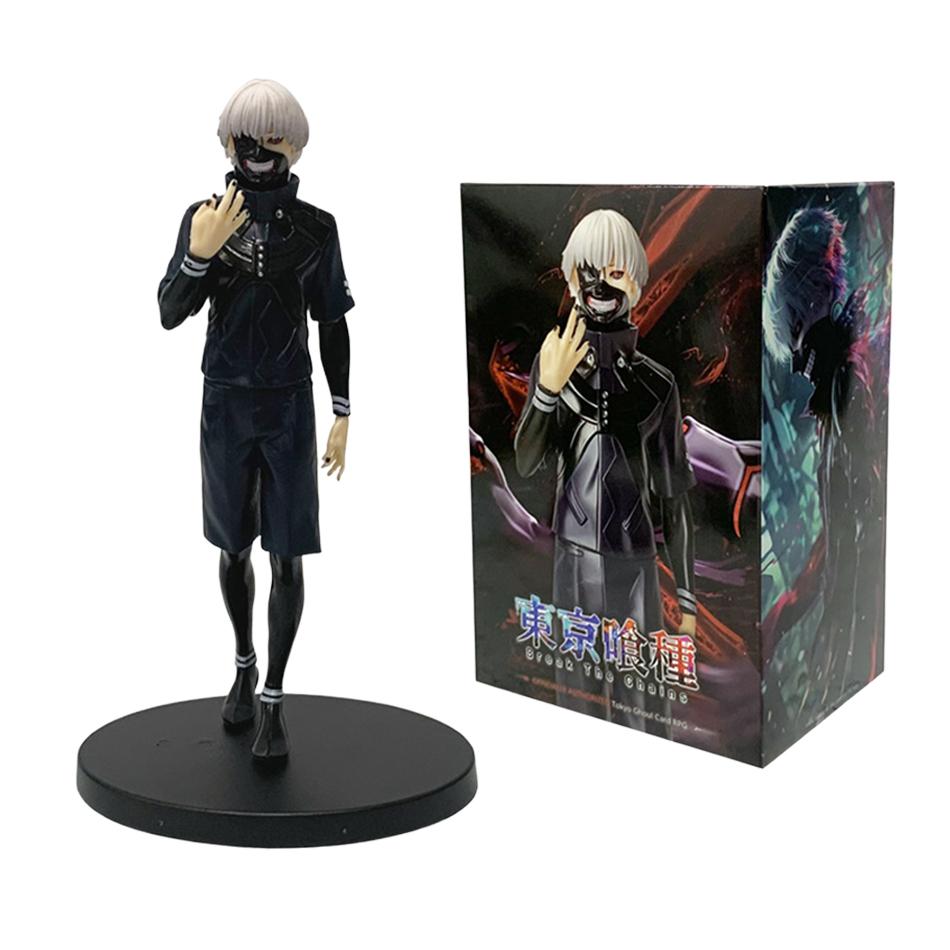 20cm Ken Kaneki Sitting Figure Tokyo Ghoul GK Replaceable Double Head Double Arms Statue with Base Anime Model Toy Deco Boy Gift