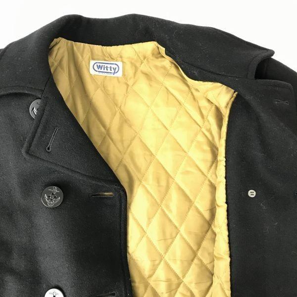 90s Japan NEW YORKER WITTY Wool Short Pea Coat Men's M Black Quilted Lining(USED)