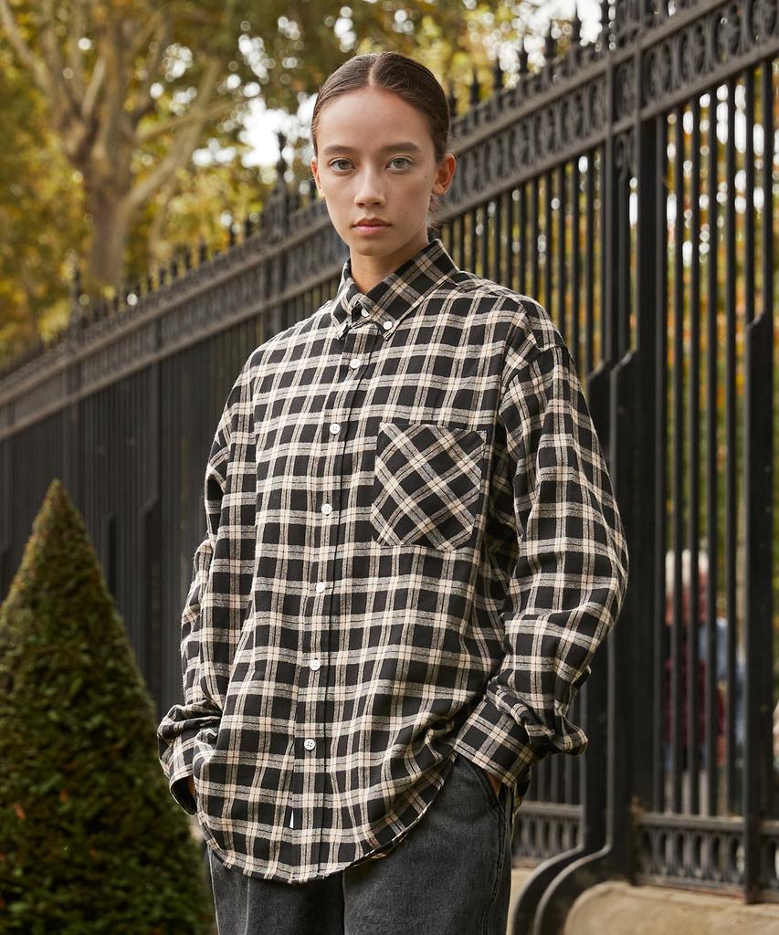 MINIMALPROJECT Oversized Saint Tartan Check Shirt Mls230 [Black]