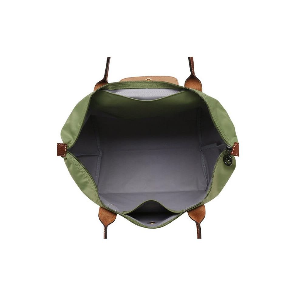 Longchamp Le Pliage 30 Asa Corta Cierre de Broche y Cremallera Nylon Bolso Tipo Dumpling Mediano Bolso de Mano para Mujer Verde 1623089P77