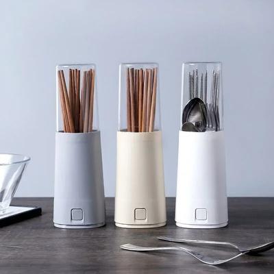 Porta bacchette giapponesi Scatola porta posate con coperchio Scatola per stoviglie Griglia di drenaggio antipolvere Gabbia per bacchette Strumenti per l'asciugatura e l'affilatura della cucina