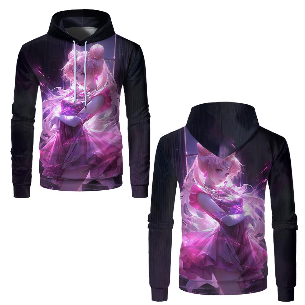 Sailor Moon Anime 3D Hoodies Men Women Oversized Fashion Casual Hoodie Pullovers Hooded Sweatshirts Tracksuits Coat Kid Clothing