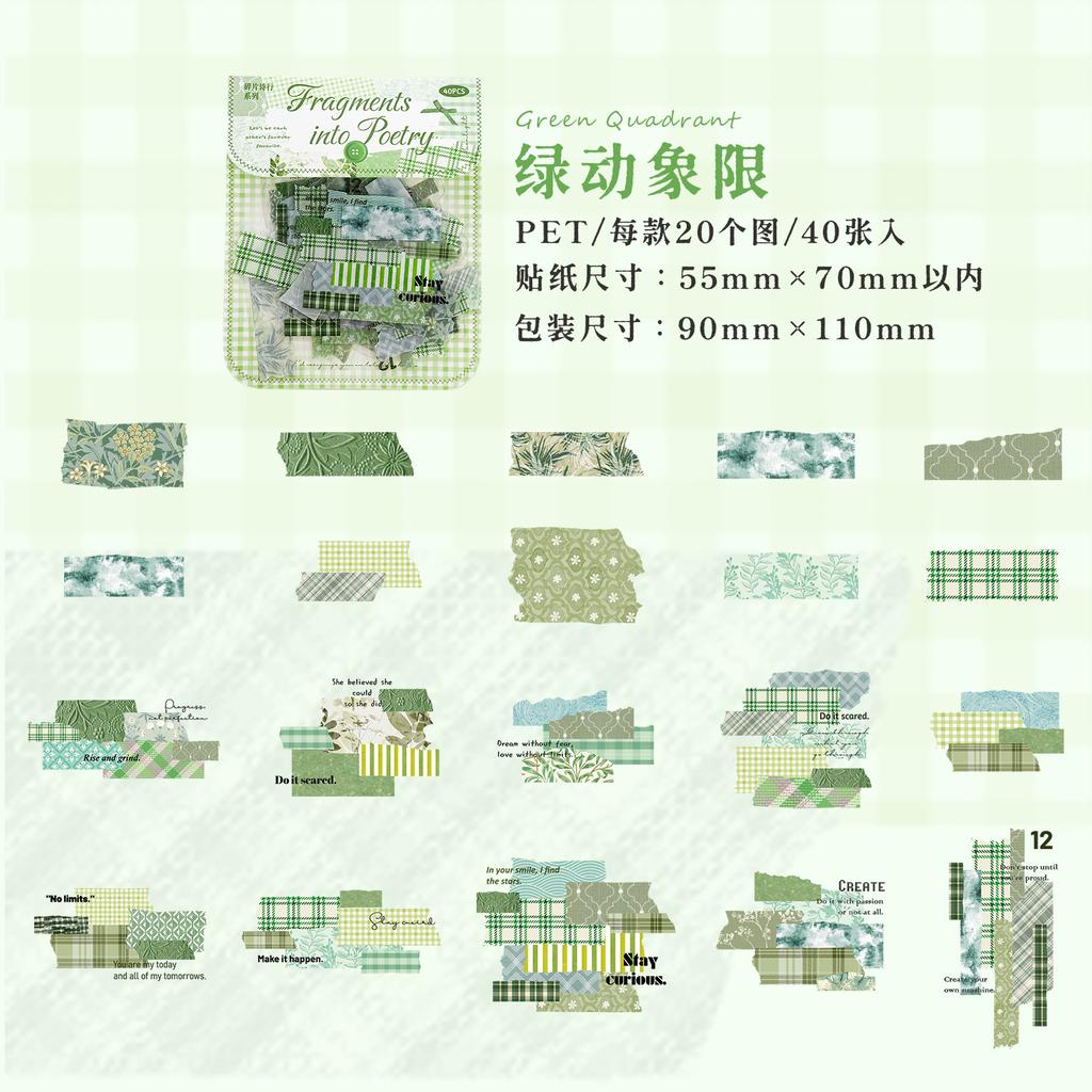 40pcs/1lot kawaii Stationery Sticker Fragmented Poetry Lines junk journal Decorative Scrapbooking DIY Craft Sticker