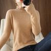 Women's Autumn Winter High Neck Long Sleeve Knit Sweater with Pile Collar Solid Color Loose Slim-Fit Base Layer
