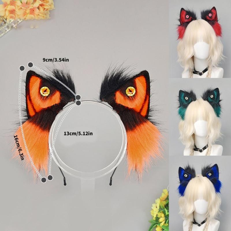 Wolf Ear Hairband Soft Plush Hair Styling Accessory For Kids Adult Halloween Parties Animal Theme Cosplay Hairhoop