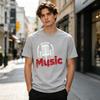 Music Graphic T Shirt Vintage Microphone Headphones Print Unisex Soft Cotton Crew Neck Short Sleeve Trendy Casual Tops