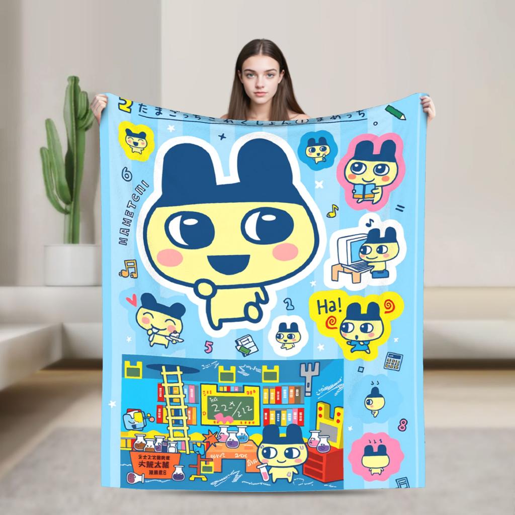 Kuchipatchis Mametchi Flannel Blankets Warm Throw Blanket for Bedroom Travel Novelty Bedspread Sofa Bed Cover