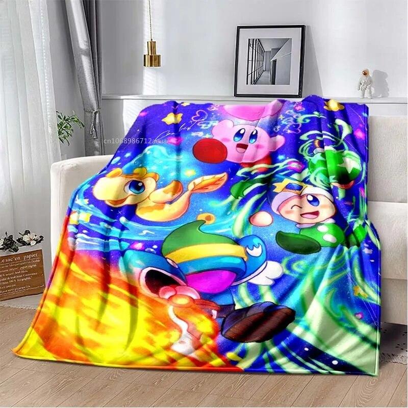 Kawaii Kirbys Pătură de flanel Cadou pentru copii, fete, roz, artă de desene animate, ușoare, calde, cadou de zi de naștere