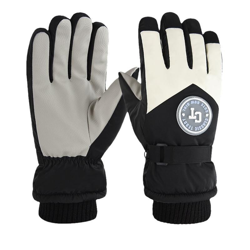 Winter Skihandschuhe Plus Samt Verdickt Warm und Kalt Outdoor-Sportarten Radhandschuhe Winddicht Wasserdicht und Rutschfest Touchscreen
