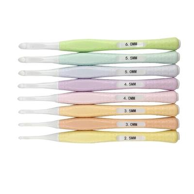 Set of 8 Crochet Hooks with Soft Anti Slip Handle Plastic Knitting Needle Set D57B