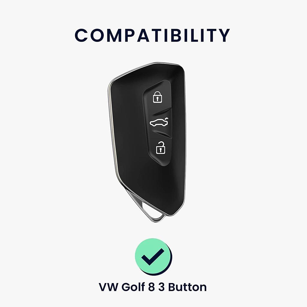 Key Fob Cover Silicone Key Case Protective Sleeve Remote Accessories Compatible with VW Volkswagen MK8 Golf 8 GTI Skoda Octavia 3 Button Car Key