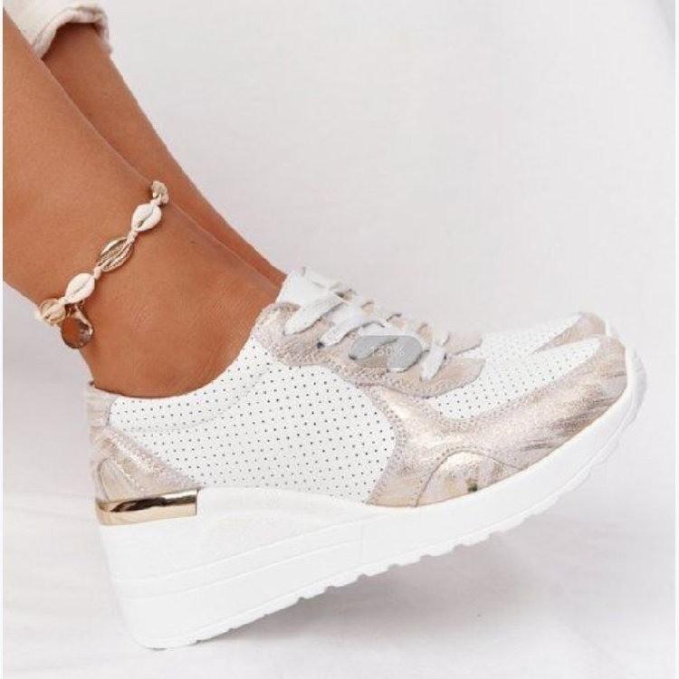 

European and American large-size flat-soled casual shoes 2025 autumn new thick-soled wedge heel dad shoes lace-up wedge heel sports shoes women 43
