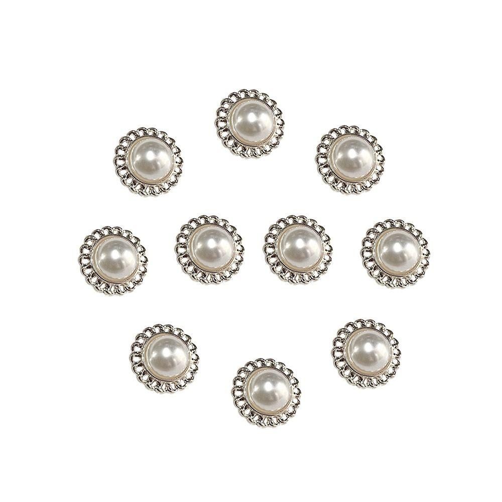 

20 шт. Модные пуговицы для рукоделия, пуговицы для украшения, пуговицы для рубашки, металлические пуговицы с жемчугом, швейные аксессуары silver-20pcs-18MM
