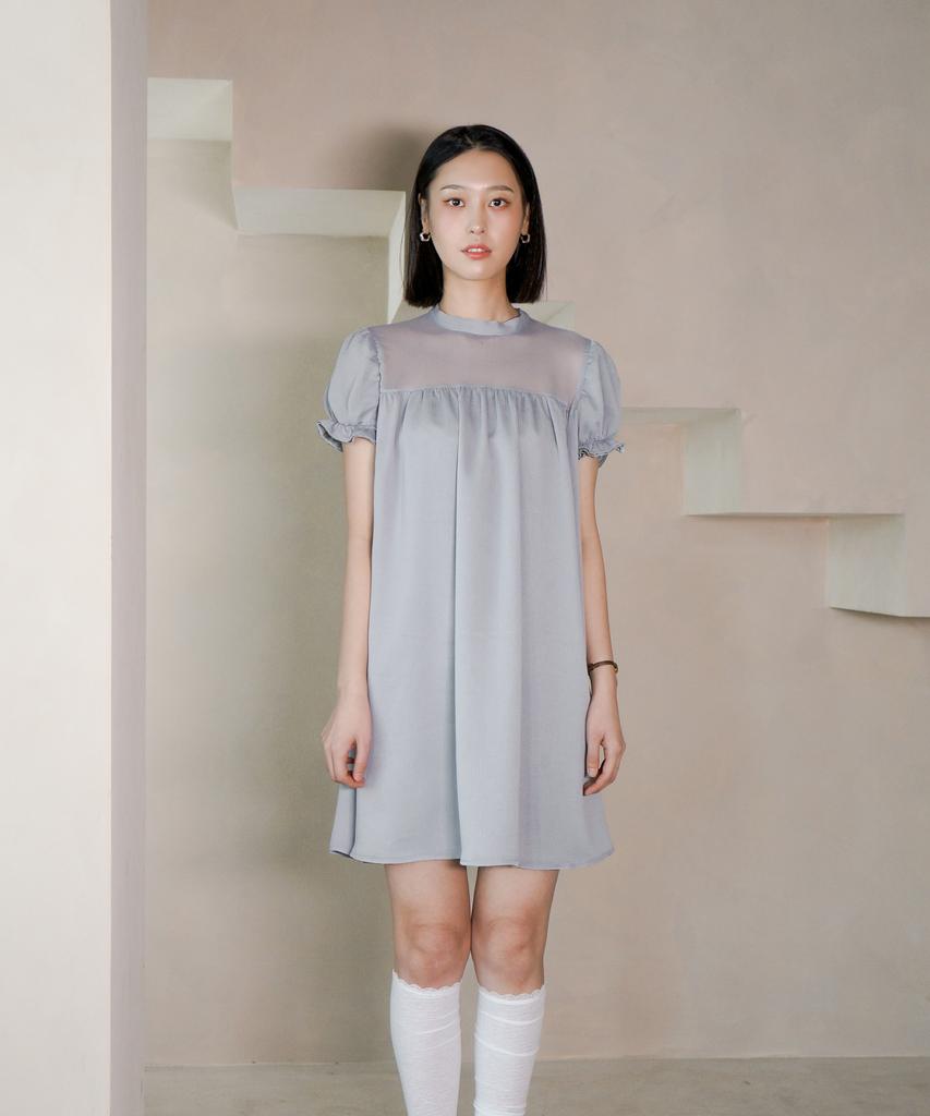 MIMI MONDE Sheer Ribbon Dress (Gray)