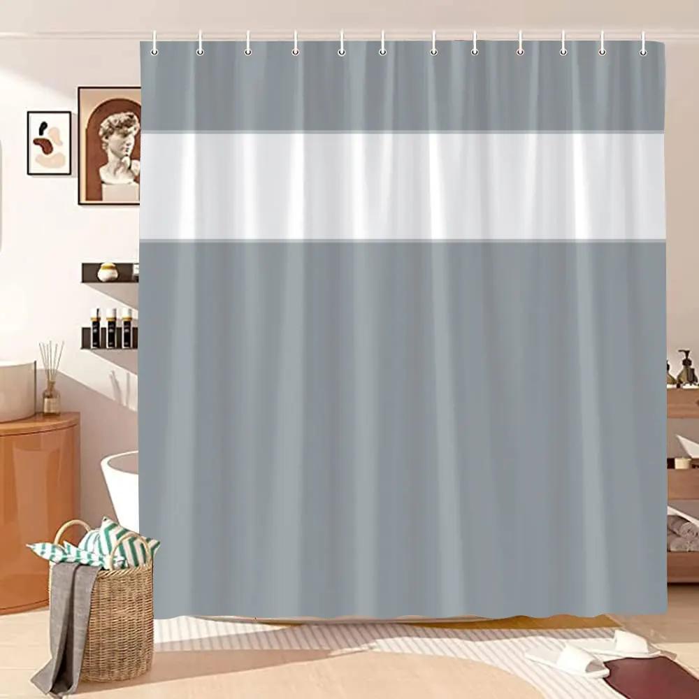 Vintage Geometric Lines Shower Curtain Modern Abstract Bohemian Minimalist Tones Polyester Fabric Shower Curtains Bathroom Decor