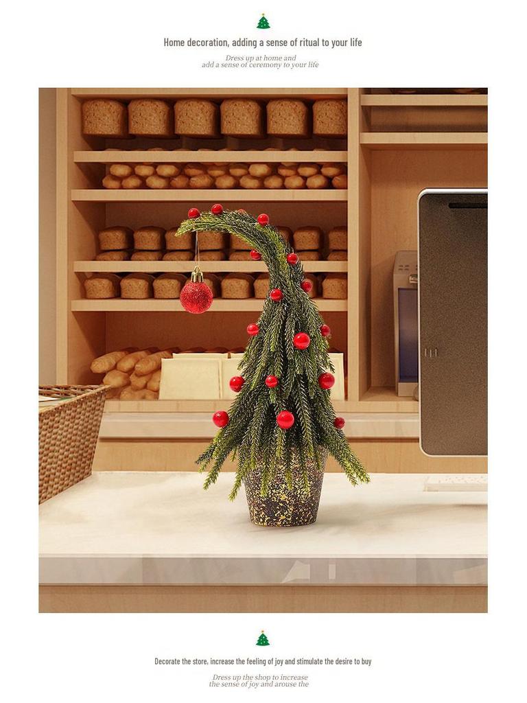 Small Crooked Neck Christmas Tree Ornament for Desktop Decoration