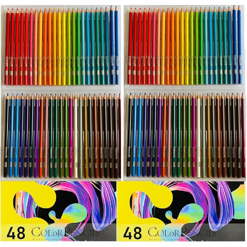 Corslet Multicolor 96 Count Drawing Kit - 48 Pcs Colour Pencils Set, Professional Oil-Based Set For Beginner Adult, Pre-