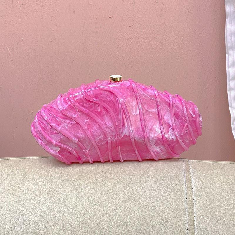 Elegant Acrylic Women's Handbag With Stone Pattern Simple Chain Crossbody Bag For Evening Events Hard Texture Chinese Origin