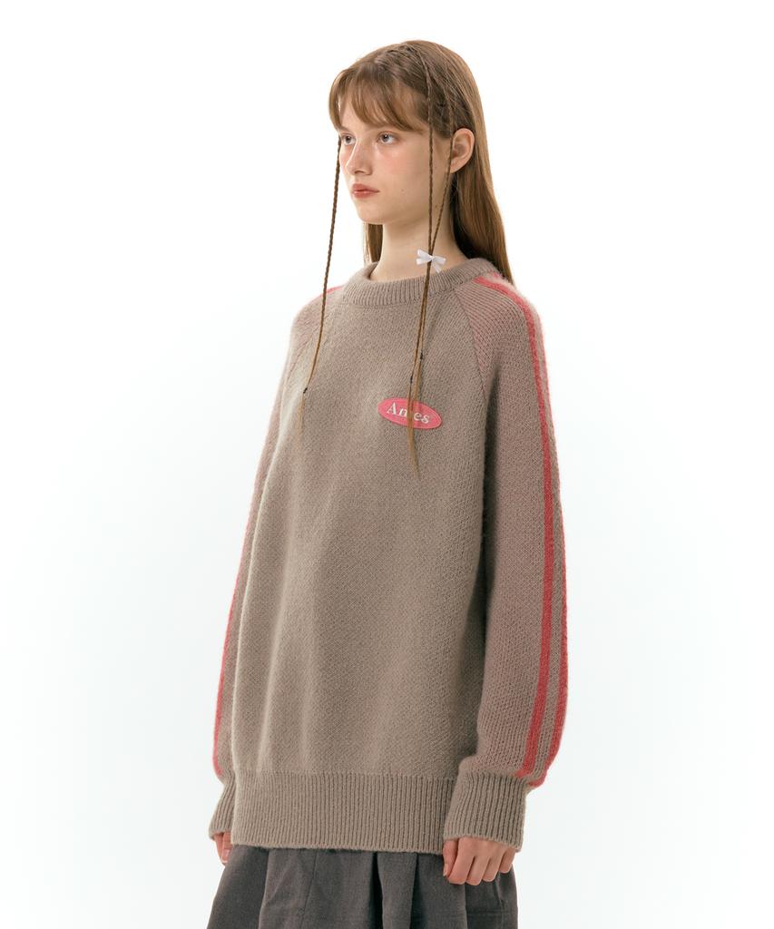 AMES-WORLDWIDE Basic Logo Wappen Knit Beige (Am2Dfuk602A)