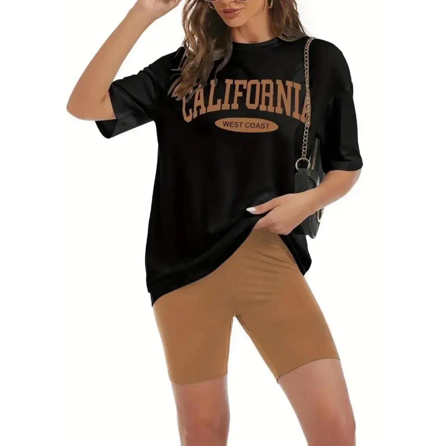 

Califonia West Coast Printed T Shirt Women Cotton Womens Tee Shirt Breathable Trend Tops Be Durable Harajukutshirt Female 61713 XXXXXL чорний