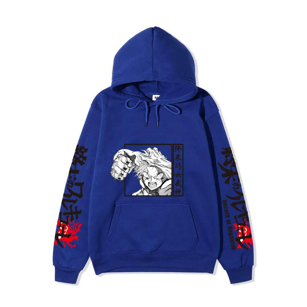Record of Ragnarok Thor Manga Hoodie Vertikaler Japanischer Chinesischer Text Drachenprint Anime Pullover Sweatshirt